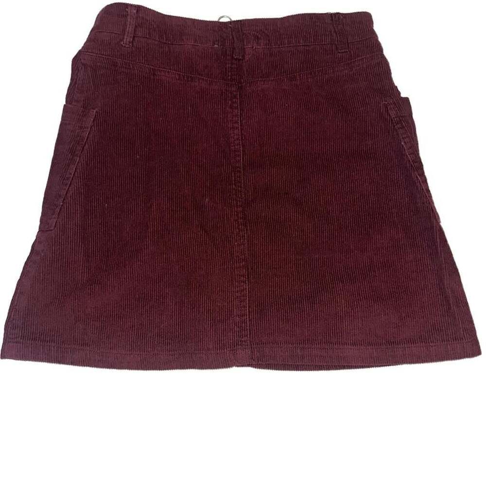 Altar'd State Burgundy Y2k Front-Zip Corduroy Mini Skirt Cottagecore Pockets-S - Picture 6 of 6